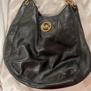 Fulton leather hobo bag with gold-tone hardware